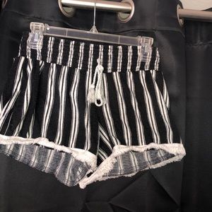 Black and white striped shorts